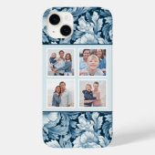 Elegante 4-foto Blauwe Bloemen Case-Mate iPhone Case (Achterkant)