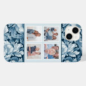 Elegante 4-foto Blauwe Bloemen Case-Mate iPhone Case (Achterkant (horizontaal))