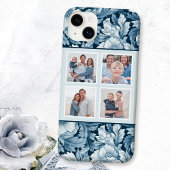 Elegante 4-foto Blauwe  Bloemen Case-Mate iPhone Case