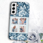 Elegante 4-foto Blauwe  Bloemen Samsung Galaxy Hoesje