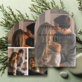 Elegante 4 foto boog overlay bruiloft uitnodiging