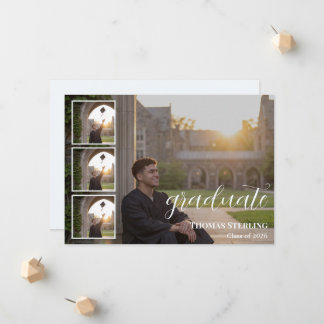 Elegante 4-foto-collage afstudeeraankondiging aankondiging