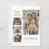 Elegante 4 Foto Collage Moderne Minimalistische Go Feestdagenkaart (Voorkant)