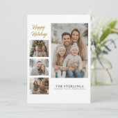 Elegante 4 Foto Collage Moderne Minimalistische Go Feestdagenkaart (Staand voorkant)