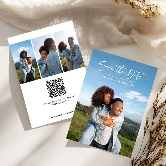 Elegante 4-foto kalligrafie QR-code