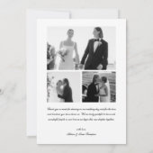 Elegante 4-foto zwart-wit script bruiloft bedankkaart (Achterkant)