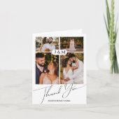 Elegante 4 foto's collage monogram bruiloft bedankkaart (Voorkant)
