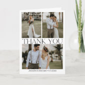Elegante 4 foto's Modern Script Wedding Bedankkaart (Voorkant)