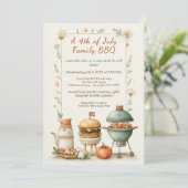 Elegante 4 juli BBQ-uitnodiging - Soft Line Art Kaart (Staand voorkant)