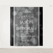 Elegante 4e Linen Huwelijksjubileum Viering Wandkleed (Voorkant)