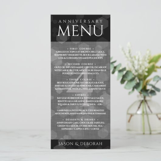 Elegante 4e linnen huwelijksjubileumviering menu (Staand voorkant)