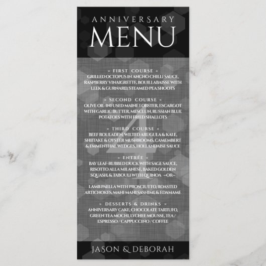 Elegante 4e linnen huwelijksjubileumviering menu (Voorkant)