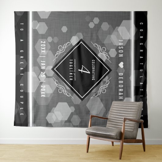 Elegante 4e linnen huwelijksjubileumviering wandkleed (In Situ (horizontaal))