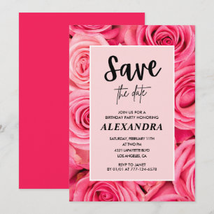 Elegante 4e verjaardag Bloemrijke Roos Save the d Kaart