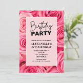 Elegante 4e verjaardag Floral Pink Roses Party Kaart (Staand voorkant)