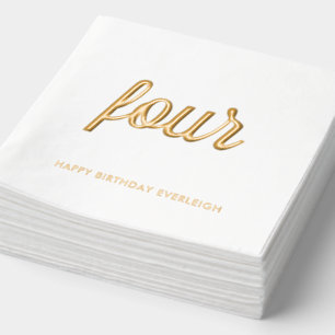 Elegante 4e verjaardag Modern Gold Foil servetten