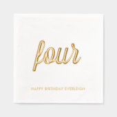 Elegante 4e verjaardag Modern Gold Foil servetten (Voorkant)