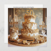 ELEGANTE 50 BRUILOFT JUBILEUM CAKE KAART (Voorkant / Achterkant)