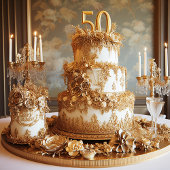 ELEGANTE 50 BRUILOFT JUBILEUM CAKE KAART