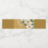 Elegante 50 en Fabulous Birthday Gold Floral Waterfles Etiket (Enkel label)