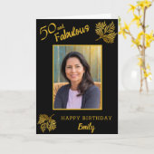 Elegante 50 en Fabulous Gold Foliage 50e verjaarda Kaart (Gele Bloem)