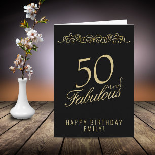 Elegante 50 en Fabulous Ornament 50ste Verjaardag Kaart