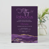 Elegante 50 en Fabulous Paars Goud Agaat Kaart (Staand voorkant)