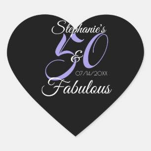 Elegante 50 en Fabulous Persoonlijke Verjaardagsgl Hart Sticker