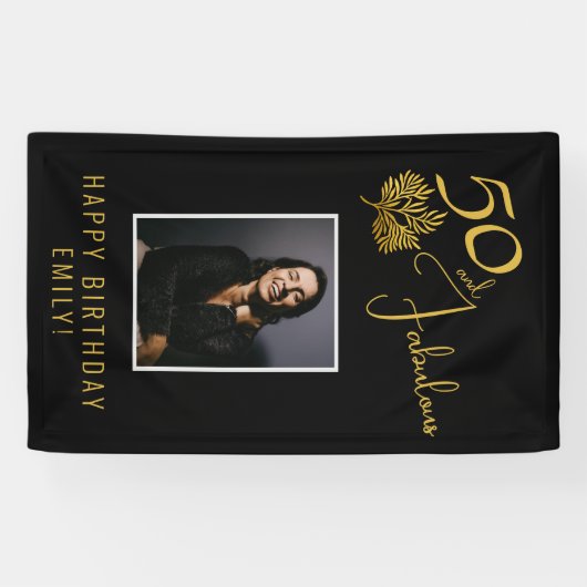 Elegante 50 en Fabulous Twigs 50e verjaardag foto Spandoek (Horizontaal)