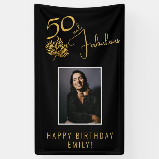 Elegante 50 en Fabulous Twigs 50e verjaardag foto Spandoek (Verticaal)