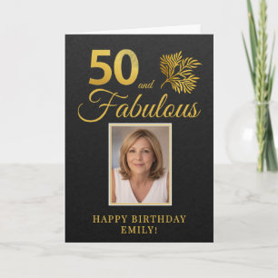 Elegante 50 en Fabulous Twigs 50e verjaardagsfoto Kaart
