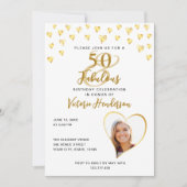 Elegante 50 en Fabulous Wit en Goud Verjaardag Kaart (Voorkant)