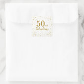 Elegante 50 en Fabulous Wit en Goud Verjaardag Vierkante Sticker (Tas)