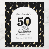 Elegante 50 en fantastische verjaardag uitnodiging wijn etiket (Enkel label)