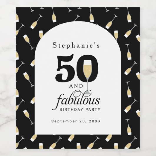 Elegante 50 en fantastische verjaardag uitnodiging wijn etiket (Enkel label)