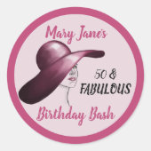 Elegante 50 en fantastische verjaardagsbash ronde sticker (Voorkant)