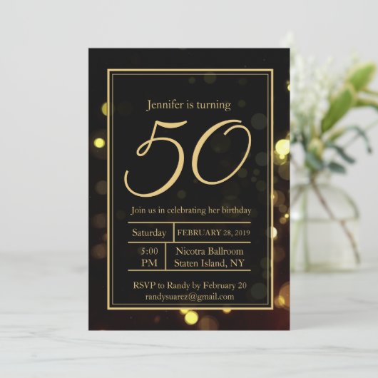 Elegante 50 en Uitstekende Uitnodiging van het Ver (Staand voorkant)