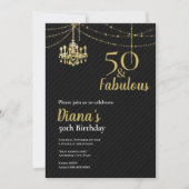 Elegante 50 & Fab 50e verjaardag Gouden Kroonlucht Kaart (Voorkant)