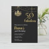 Elegante 50 & Fab 50e verjaardag Gouden Kroonlucht Kaart (Staand voorkant)