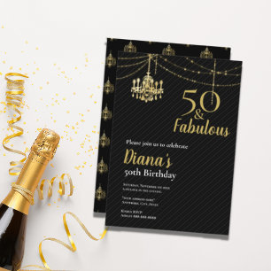 Elegante 50 & Fab 50ste verjaardag Gouden kroonluc Kaart