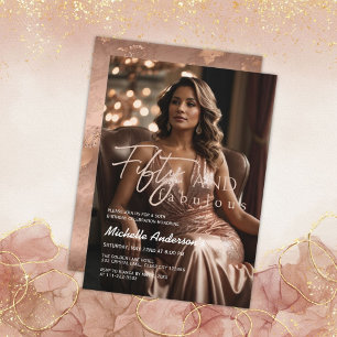 Elegante 50 & Fabulous Foto Rose Goud Uitnodiging