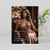 Elegante 50 & Fabulous Foto Roze Goud Folie Uitnodiging (Staand Voorkant)