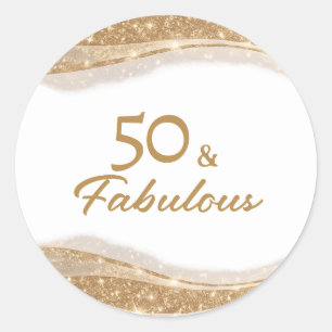 Elegante 50 & Fabulous Gouden Verjaardag Ronde Sticker