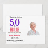 Elegante 50 & Fabulous Verjaardag Kaart (Voorkant / Achterkant)