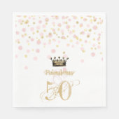 Elegante 50 & Fabulous Verjaardag Kroon Goud Roze Servet (Voorkant)