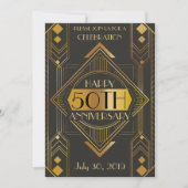 Elegante 50e Art Deco jubileum uitnodiging (Voorkant)