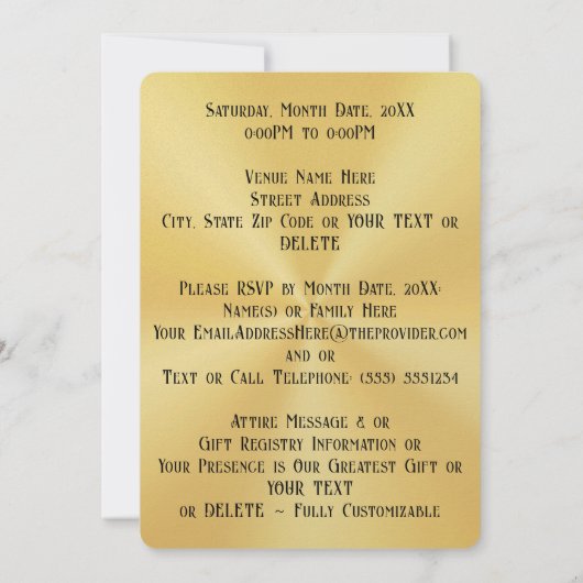 Elegante 50e bruiloft Jubileum uitnodigingen, Kaart (Achterkant)