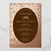 Elegante 50e Foto op Achterkant Aangepaste Verjaar Folie Uitnodiging (Voorkant)