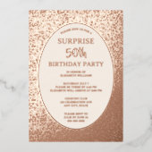 Elegante 50e foto op de achterkant Custom Birthday Folie Uitnodiging (Voorkant)