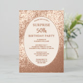 Elegante 50e foto op de achterkant Custom Birthday Folie Uitnodiging (Staand Voorkant)